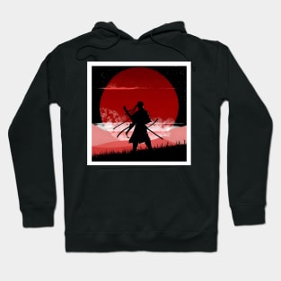 Samurai Dark Red Sunset Art Hoodie